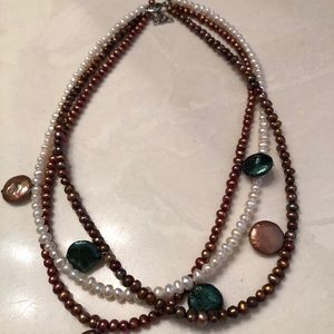 Bead and freshwater pearl necklace